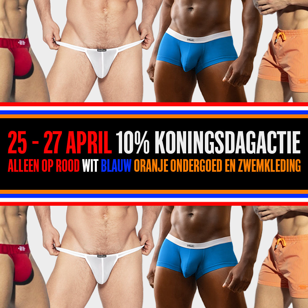 Orange oben? Auch darunter! Four King's Day mit einer 10% igen Rabatt -Aktion für Männerunterwäsche und Schwimmstämme